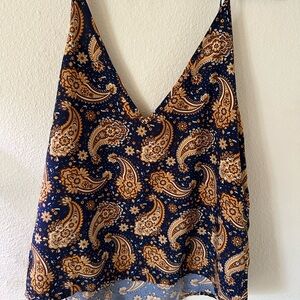 SHEIN Blue and Gold Asymmetrical Camisole Top